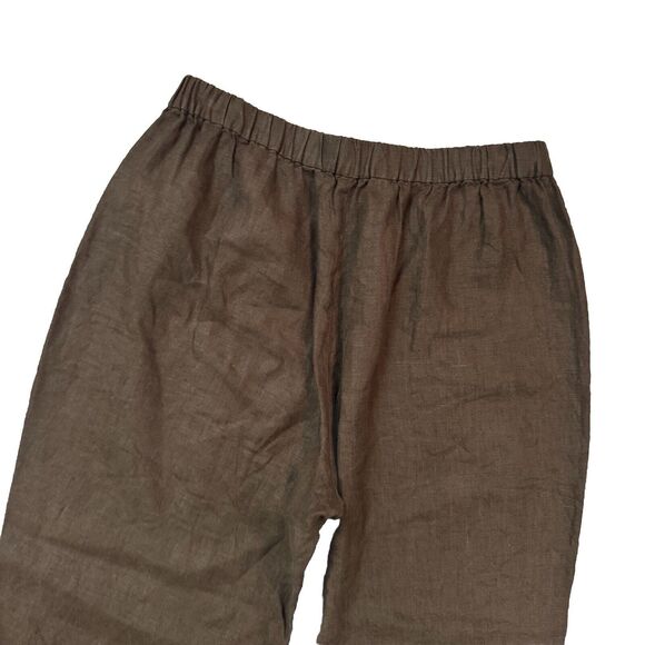 AYR The Tourist Linen Pants Womens L Elastic Waist Sicilian Umber Brown Resort - Picture 10 of 14